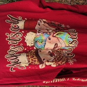 Gildan Heavy Cotton Red Crew Neck Long Sleeve Southern Attitude  Heifer It's Col